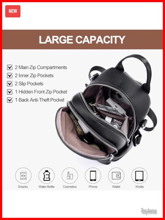 Mini Leather Backpack Purse Women Convertible Travel Shoulder Handbag main image 4